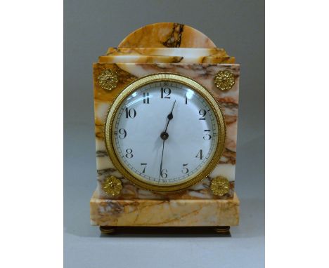 FRENCH MARBLE MANTEL CLOCK (H: 18 cm)
