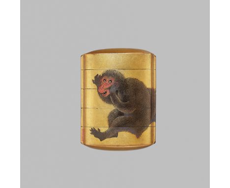 SHIOMI MASANARI: A SUPERB GOLD LACQUER FOUR-CASE INRO OF THE SAMBIKI SARUBy Shiomi Masanari, signed Shiomi Masanari 鹽見政誠Japan