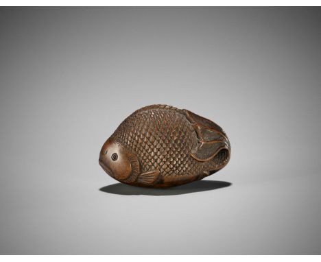 TOYOKAZU: A FINE WOOD NETSUKE OF A CARPBy Toyokazu, signed Toyokazu 豊一Japan, Sasayama, Tanba province, mid-19th century, Edo 