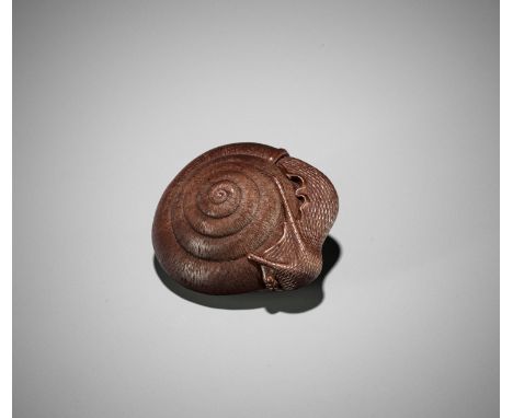 VADYM PYVOVAR: A WOOD NETSUKE OF A SNAIL AFTER TADATOSHIBy Vadym Pyvovar, signed with the artist's markUkraine, 2022The snail