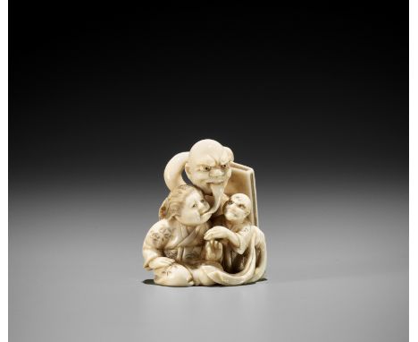 KOGYOKU: AN IVORY NETSUKE OF ARABABA OPENING THE TREASURE BOXBy Kogyoku, signed Kogyoku 光玉Japan, Tokyo, Meiji period (1868-19