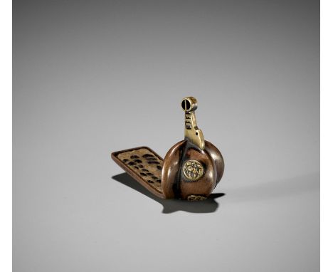 A MIXED METAL NETSUKE OF AN ABUMI (STIRRUP)UnsignedJapan, 18th-19th century, Edo period (1615-1868)The abumi of classic shape