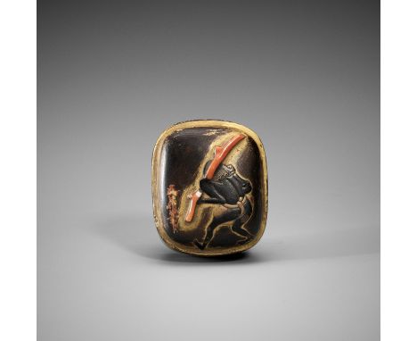 KOSAI: A LACQUERED HAKO NETSUKE WITH SOUTH SEA ISLANDERBy Kosai, signed Kosai 幸齋 ustusu 冩Japan, 19th centuryThe two-part hako