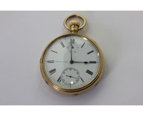 An 18ct gold open face chronometer, signed and numbered on the dial and the quarter plate Joseph Penlington, Liverpool 12723,