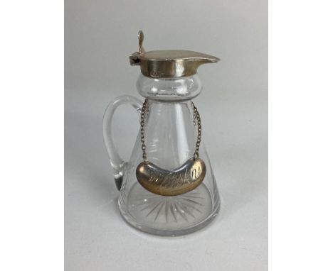 A George V silver mounted cut glass whisky noggin, makers S Blanckensee &amp; Son Ltd, Birmingham 1913, with matching decante