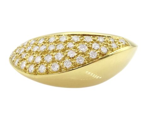 18ct gold pave set diamond round brilliant cut diamond ring, stamped 750, total diamond weight approx 1.12 carat, with insura