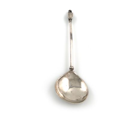 A late 17th century Dutch silver spoon, maker's mark only, unidentified, and also with a later Dutch tax mark, fig-shaped bow