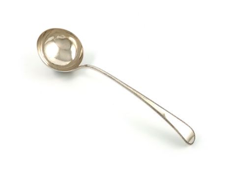 A George III silver Bead pattern soup ladle, by Stephen Adams, London 1783, single-struck, circular bowl, length 33cm, approx