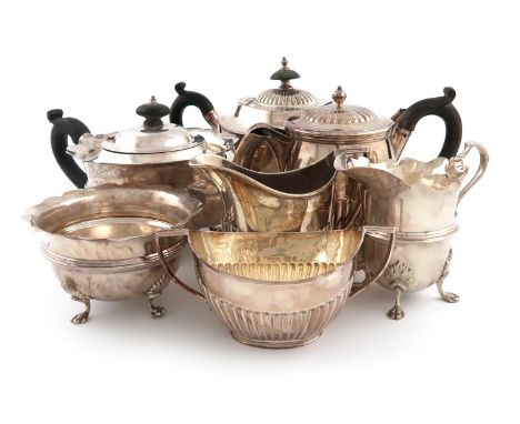 A mixed lot of silver items, various dates and makers, comprising: a three-piece tea set, Birmingham 1908, circular form, cen