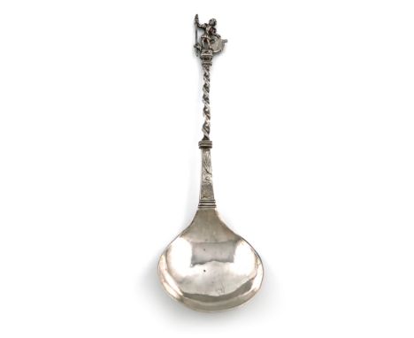 A 17th century Dutch silver figural spoon, maker's mark of HIG conjoined, probably for Johan Gramey, Nijmegen, circa 1650, fi