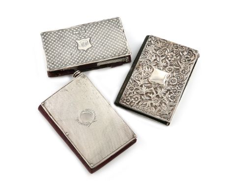 A small collection of three Victorian silver aide memoires, all Birmingham made, rectangular form, comprising: one by Taylor 
