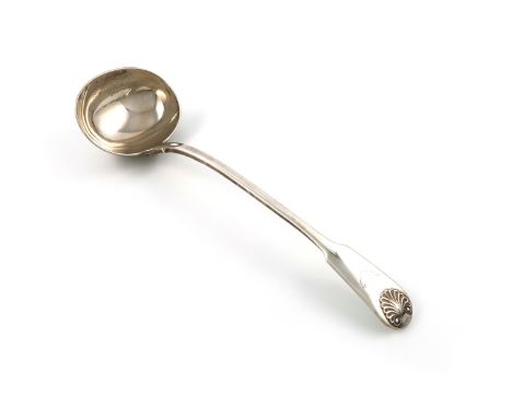 A Victorian silver Fiddle and Shell pattern soup ladle, by A B Savory and Sons (William Smily), London 1864, the terminal wit