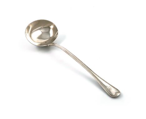A late-Victorian silver Old English Military Thread pattern soup ladle, by Holland, Aldwinckle &amp; Slater, London 1896, the
