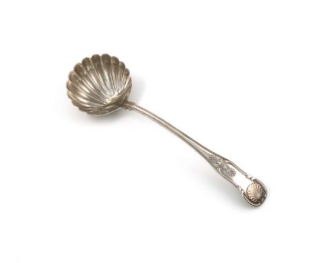 A 19th century American silver King's pattern soup ladle, by Bailey and Co, Philadelphia circa 1860, shell shaped bowl, plain