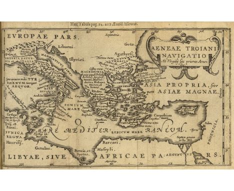 Elzevier.- Virgilius Maro (Publius) Opera, edited by Daniel Heinsius, engraved pictorial title, engraved folding map of Aenea