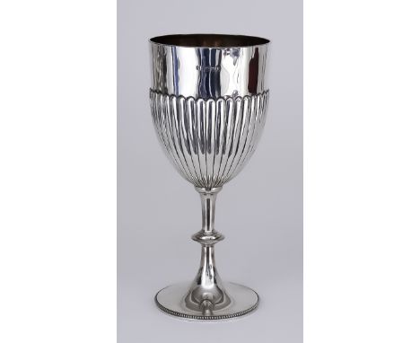 A Late Victorian Silver Goblet, by The Goldsmiths &amp; Silversmiths Company, London 1892, with part reeded body and bead mou