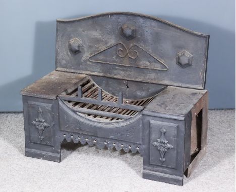 A 19th Century Cast Iron Hob Grate, with shaped back, 28.5ins wide x 13.5ins deep x 24ins high