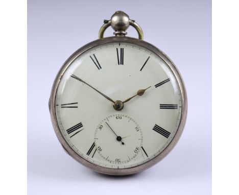 Four Silver Cased Open Faced Verge Lever Pocket Watches, comprising - one unsigned, 1856, 52mm diameter case, with white enam