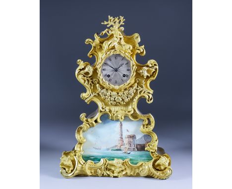 A 19th Century French Ormolu Mantel Clock, by Henry Marc of Paris, No. 8884, the 2.75ins silver dial with Roman numerals, to 