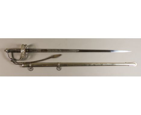 A George VI Police Officer's Dress Sword, the 31.5ins blade etched with Portsmouth City crest, plated hilt and wire bound sha