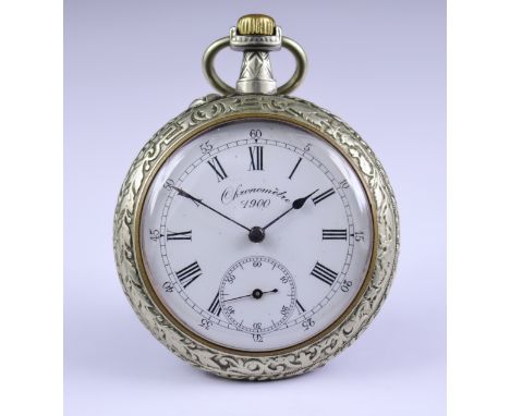 Three Open Faced Fusee Lever Pocket Watches and One Keyless Lever Pocket Watch,  comprising - a Continental lever chronometer
