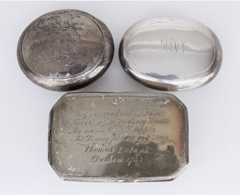 An Edward VII Silver Octagonal Tobacco Box of "Mid 18th Century" Design, and Two Silver Snuff Boxes, the tobacco box by Georg