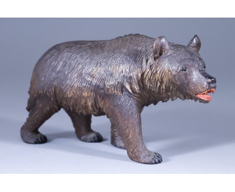 A Black Forest Carved Wood Model of a Walking Bear, 4.25ins high