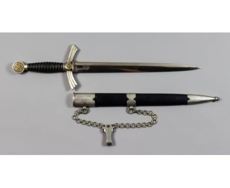 A German World War II Luftawffe Dress Dagger by Paul Weyrsberg &amp;Co. 12ins double edge bright steel blade with manufacture