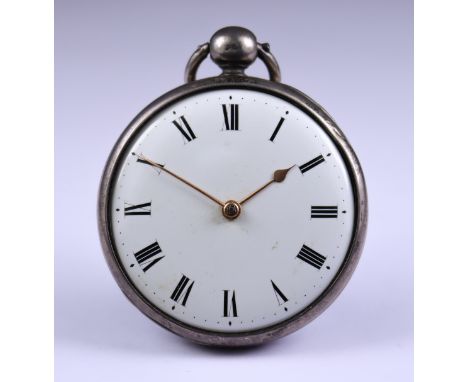 Three Silver Cased Fusee Lever Pocket Watches, comprising - a full hunting cased pocket watch by W. J. Woods, Sunbury, 19th C