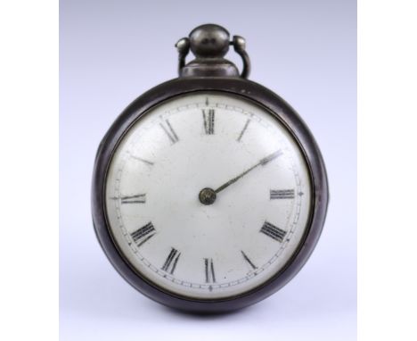 A Silver Pair Cased Open Face Verge Pocket Watch, by T Cox, Savery, London, 1838, 50mm diameter case, with white enamelled di