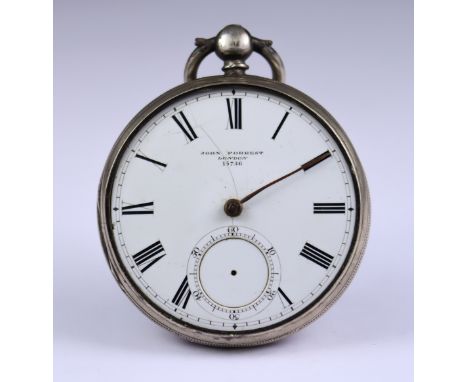 Three Silver Cased Open Faced Fusee Lever Pocket Watches, comprising - one by John Forrest, London, 1861, 51mm diameter case,