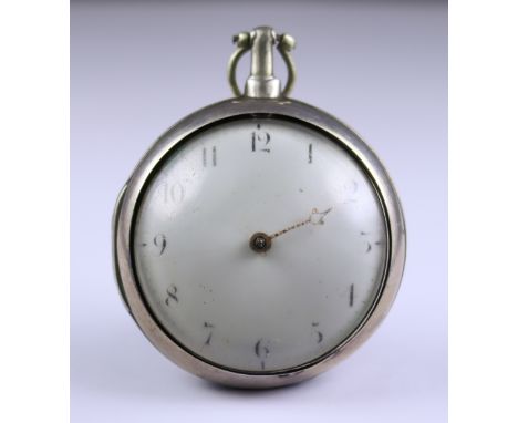 A Silver Cased Open Faced Verge Pocket Watch, by Henry Bonson, 1812, 56mm diameter pair case, with white enamelled dial, blac