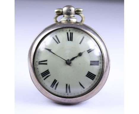 A Silver Cased Open Faced Verge Pocket Watch, by Thomas Williams, Liverpool, 1781, 56mm diameter pair case, with white enamel