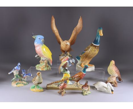 Eleven Beswick Pottery Bird Models, including - golden eagle, model no. 2062, 10.25ins high, pheasant, model no. 1774, 5ins h