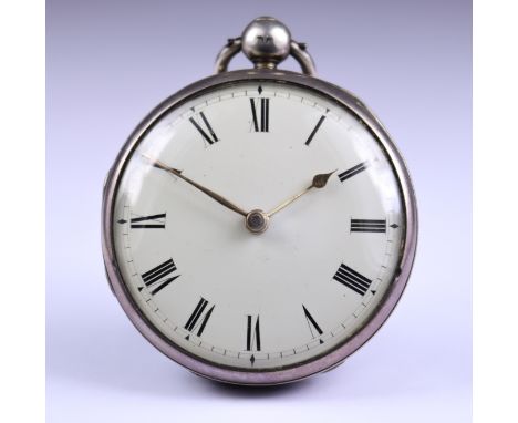 A Silver Cased Open Faced Verge Pocket Watch, by T. Ward, Tottenham,1832, 53mm diameter case, with white enamelled dial, blac