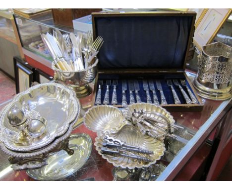  A quantity of silver plate   to include cased canteen, loose flatware, etc (qty)  