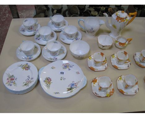  A Shelley part tea service 'Wild flowers' pattern   and a Shelley part coffee service floral decorated  