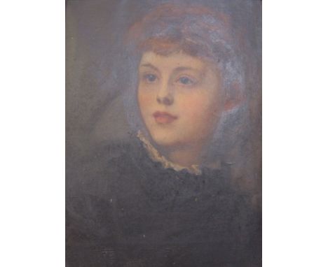  Albert Hood (19th Century School) Portrait of Emily Beryl Hood Oil on canvas Inscribed in pencil to reverse 42cm x 34cm  