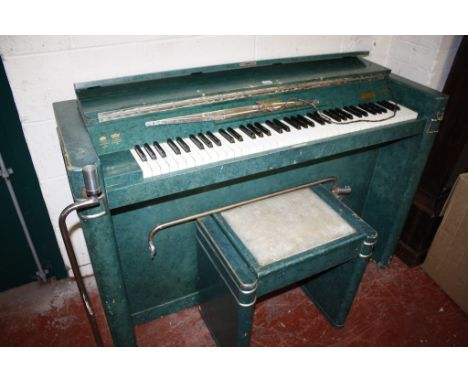  An êvestaff' painted piano   and matching stool 