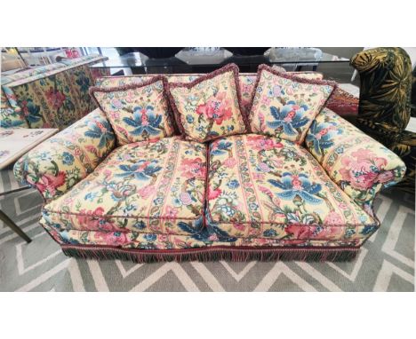 SOFA, in a Country House style, with floral upholstery, 90cm D x 155cm W x 73cm H.