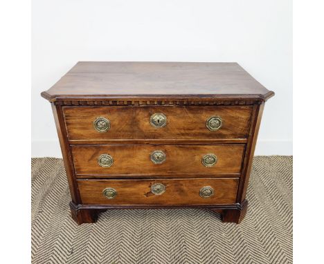 COMMODE, 18th century Dutch mahogany of three drawers, 66cm H x 87cm W.