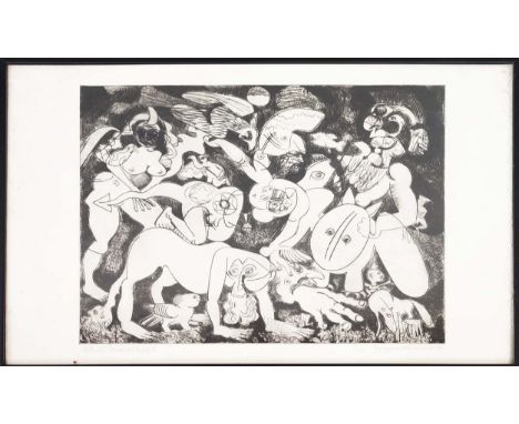 ROBERT MACDONALD (b1935), 'Dragon Harvest, 1981, etching, signed and numbered 1/25, 42cm x 50cm, framed.