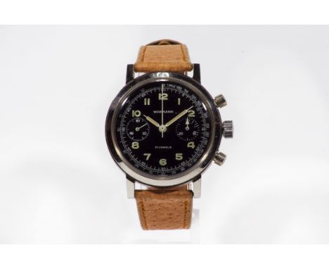 A 1960s Vintage Gents Walkman Chronograph Watch Of Military Style with illuminated numerals and hands on a black dial 17 Jewe