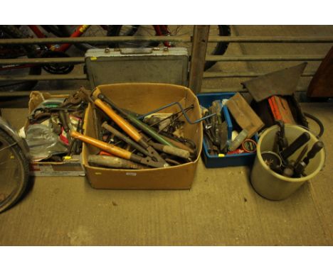 Three boxes of various tools and fittings etc. 