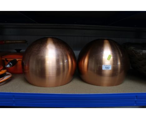 A pair of copper brushed lamp shades 