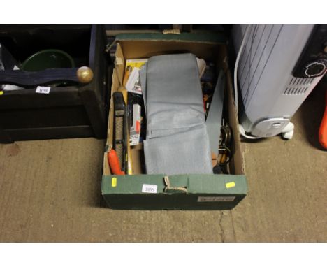 A box of various hand tools etc