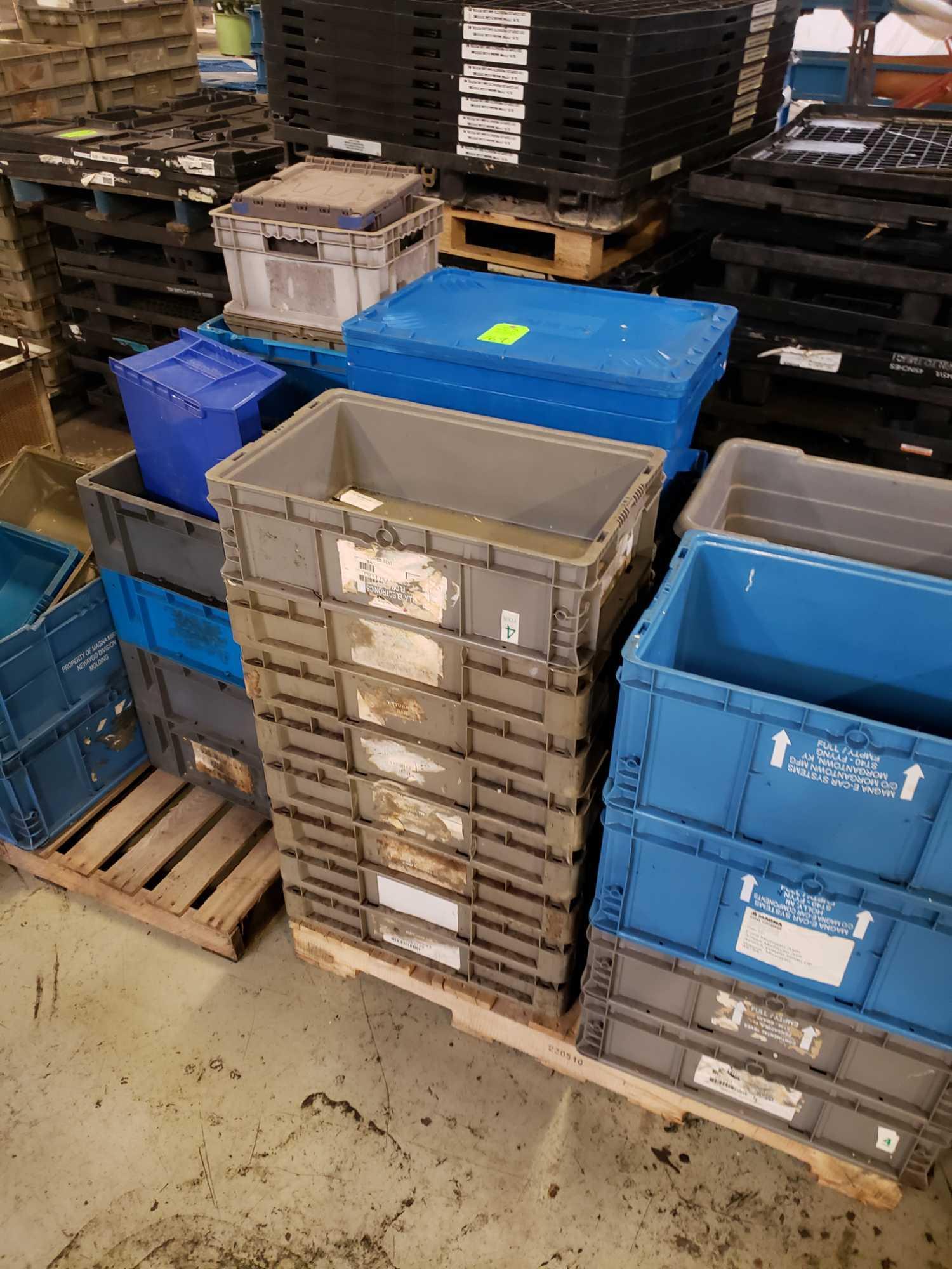 (3) pallets of plastic totes