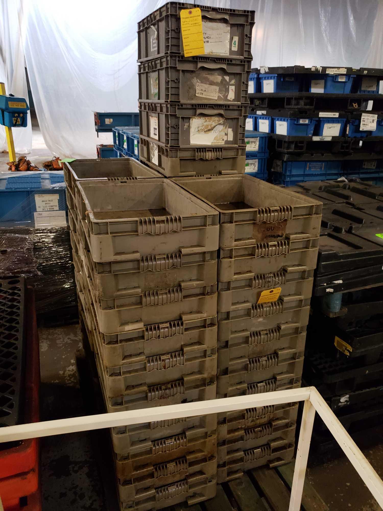 (3) pallets of plastic totes