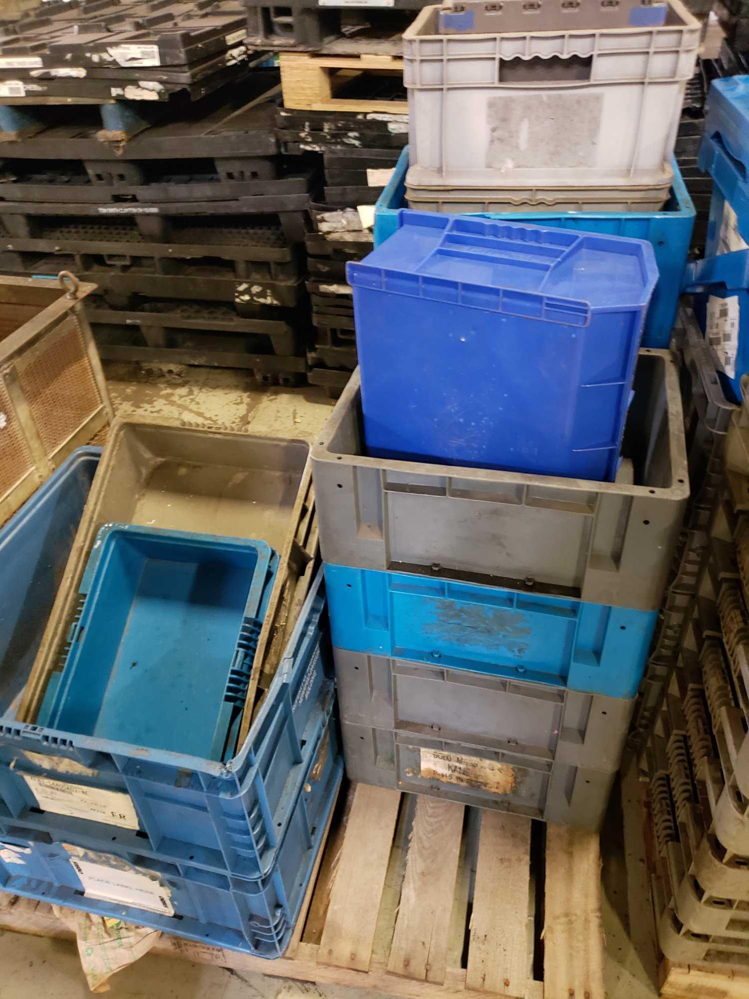 (3) pallets of plastic totes