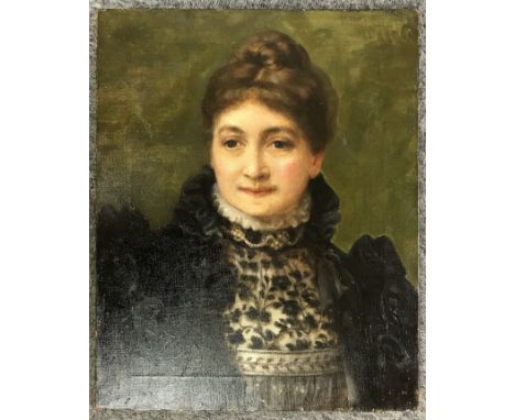 Francis H Eastwood fl 1875-1908 British. Oil on canvas. “Portrait of a Society Lady”. Faintly signed top right and on the str